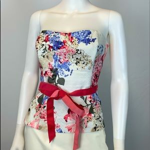 Beautiful Floral Bustier w/Grosgrain Belt